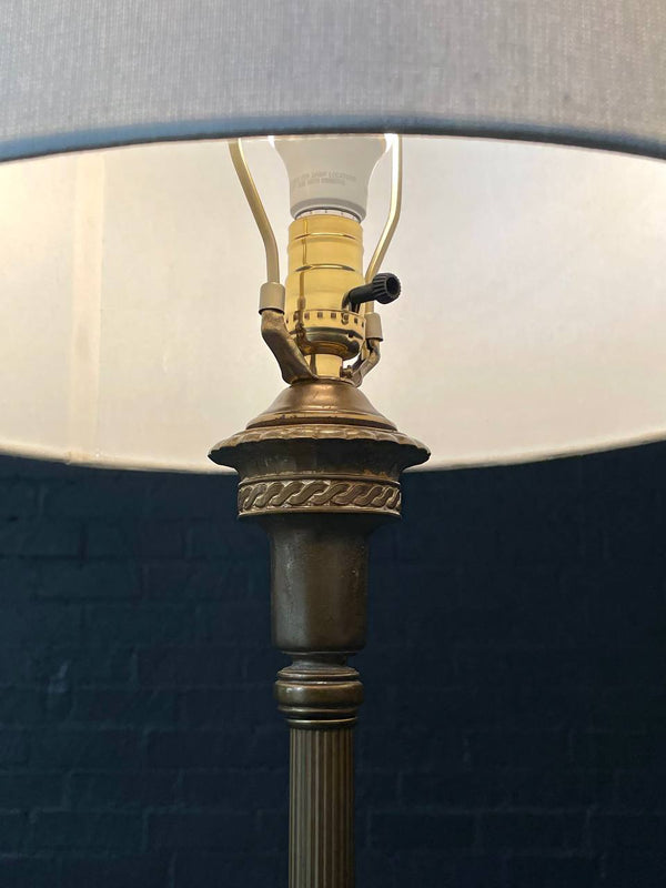 Antique French Neoclassical Style Gilt Bronze & Onyx Floor Lamp w/ Winged Caryatids, c.1930s