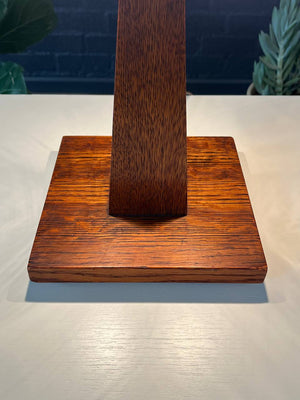 Antique Arts & Crafts Oak Pyramid Style Table Lamp, c.1940’s