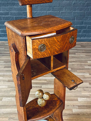Early 1900s Art Nouveau Style Gentleman’s Shaving Grooming Stand w/ Tilting Mirror