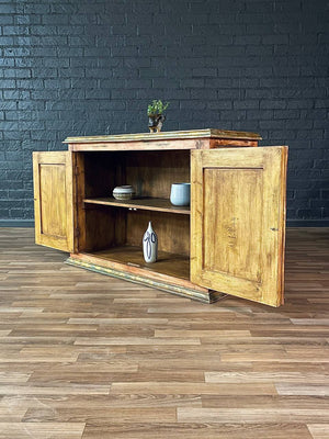 Rustic Spanish Colonial Hacienda Cabinet w/ Hand-Carved Faces, c.1960’s