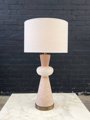 Mid-Century Modern Hourglass Ceramic & Brass Table Lamp, c.1960’s