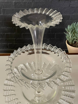 Antique Victorian Ruffled Art Glass Centerpiece, c.1920’s