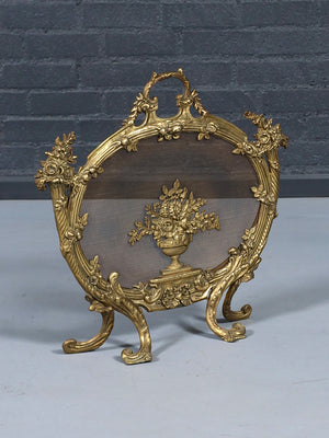 Vintage French Louis XV Style Brass Fireplace Screen, c.1950’s