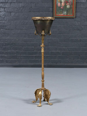 Antique Neoclassical Revival Brass & Gilt Metal Jardinière Plant Stand, c.1920’s