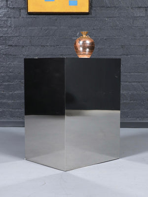 Vintage Post Modern Stainless Steel Pedestals Side Table, c.1980’s