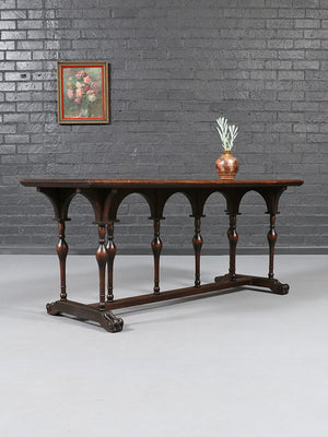 English Jacobean Revival Walnut Console Table, c.1920's