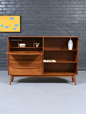 Heywood-Wakefield Model M-328W Drop Down Desk w/ Bookcase, c.1950’s