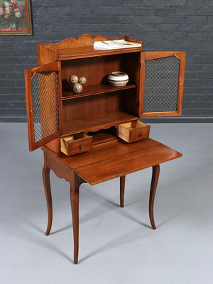 French Provincial Style Secretary Desk w/ Lattice Doors, c.1960's