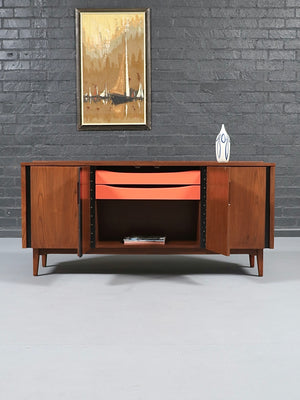 Mid Century Modern “Esprit” Walnut & Lacquered Credenza by Merton Gershun, c.1960’s