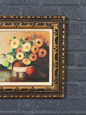 Vintage Signed Clapkin Floral Still Life Oil Painting, c.1960's