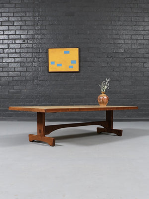 Mid-Century Modern Butter Yellow Ceramic Tile Coffee Table, c.1970’s