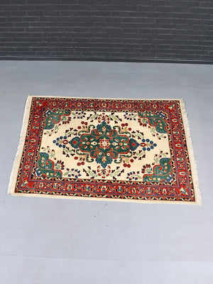 Vintage Indo-Persian Tabriz Floral Medallion Hand-Knotted Wool Rug, c.1970’s