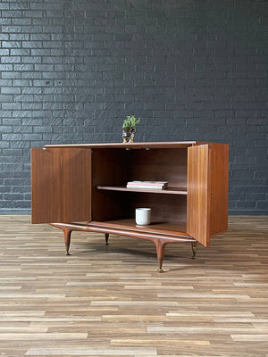 Mid-Century Modern  Walnut Credenza w/ Brass Accent Legs, c.1960’s