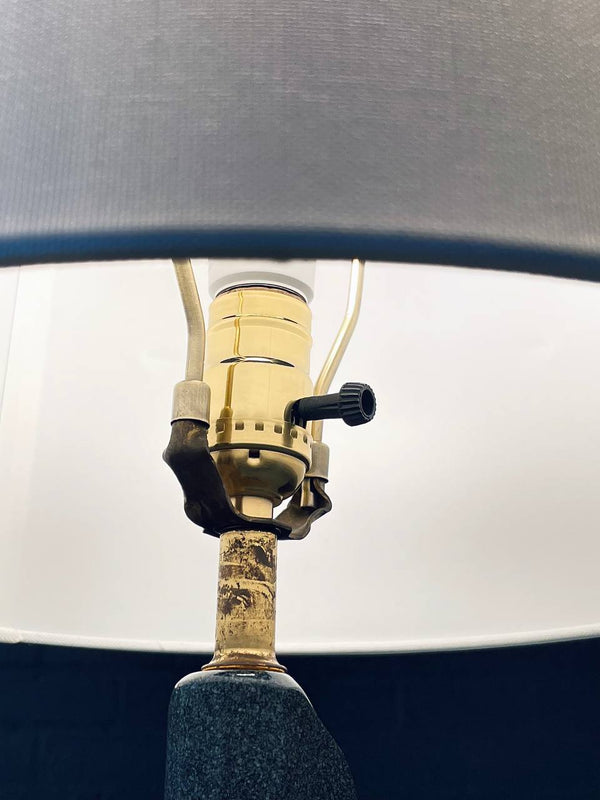 Mid-Century Sculptural Spiral Glazed & Polished Brass Table Lamp, c.1970’s