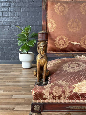 French Empire Revival Mahogany Armchair w/ Gilt Bronze Sphinx Figures, c.1900’s