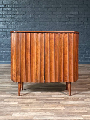 Mid-Century Modern Sculpted Walnut Bow-Front Cabinet, c.1960’s