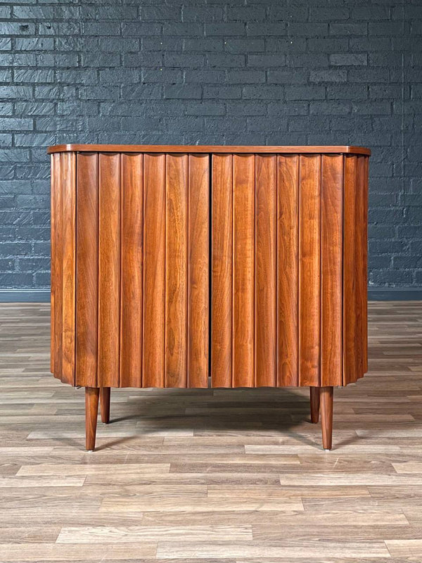 Mid-Century Modern Sculpted Walnut Bow-Front Cabinet, c.1960’s