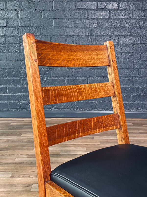 Arts & Craft Mission Tiger Oak & Leather Rocking Chair by Stickley, c.1910’s