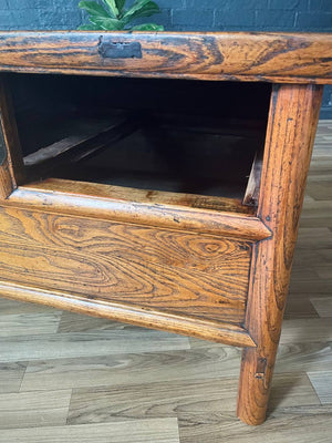 Antique Chinese Rustic Low Console Table w/ Secret Compartment, c.1920’s