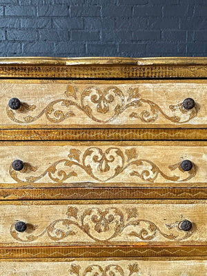 Italian Hand-Painted Venetian Tallboy Lingerie Dresser w/ Gilt Accents, c.1940s