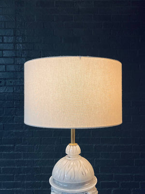 Pair of Monumental Neoclassical Revival Marble Table Lamps w/ Mythological Bas-Relief, c.1960s