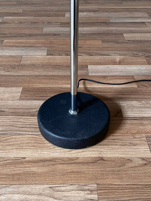 Mid-Century Modern Chrome Gooseneck Reading Floor Lamp w/ Iron Base, c.1970’s