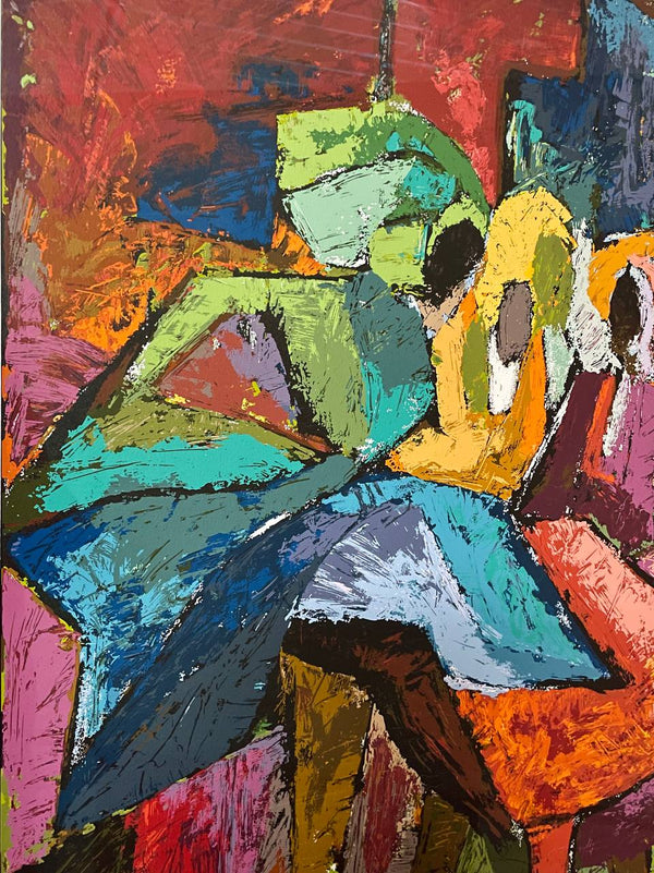 Mid-Century Modern “Carnival Fever” Abstract Serigraph Artwork by Muraina Oyelami, c.1960’s