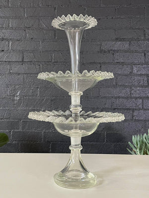 Antique Victorian Ruffled Art Glass Centerpiece, c.1920’s