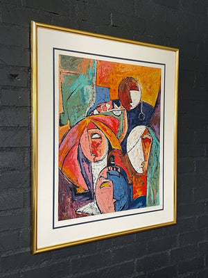Mid-Century Modern “And Together We Rise” Abstract Serigraph Artwork by Muraina Oyelami, c.1960’s