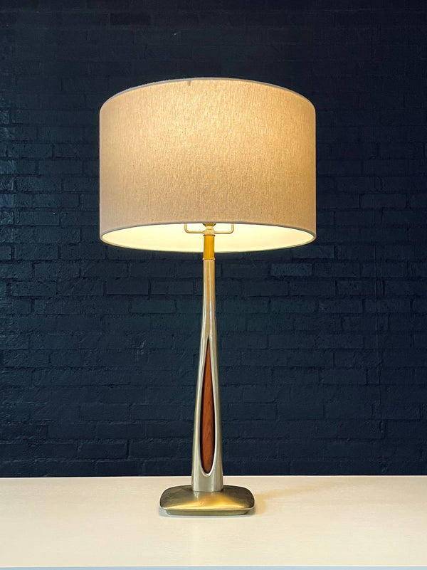 Richard Barr Brass & Walnut Table Lamp for Laurel, c.1960’s
