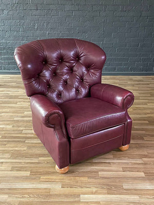 Ethan Allen Burgundy Leather Chesterfield Reclining Chair