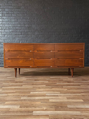 Mid-Century Modern 9-Drawer Walnut Dresser by LA Period, c.1960’s