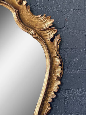 Italian Rococo Style Giltwood Mirror w/ Carved Acanthus Leaves, c.1950’s