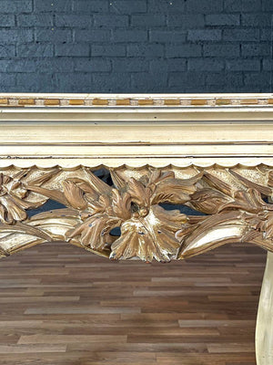 French Rococo Style Gilt & Painted Carved Wood Center Table, c.1950’s