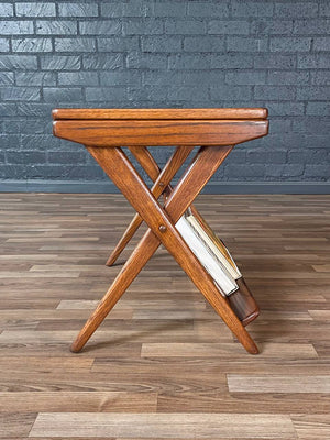 Mid-Century Modern Magazine Rack Side Table w/ Cork Top, c.1960’s