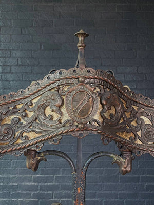 Early 20th Century Spanish Revival Floor Lamp w/ Amber Mica Panels & Cast Iron Details