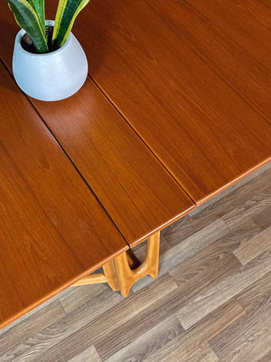 Vintage Norwegian Modern Teak & Birch Drop Leaf Dining Table by Bendt Winge, c.1960’s