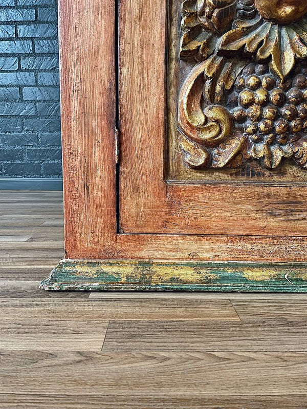 Rustic Spanish Colonial Hacienda Cabinet w/ Hand-Carved Faces, c.1960’s