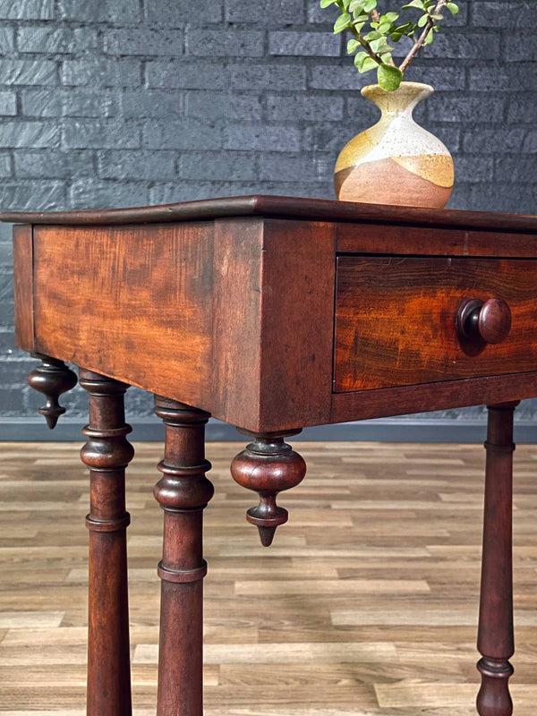 American Classical Revival Mahogany Work Table w/ Turned Legs, c.1920’s