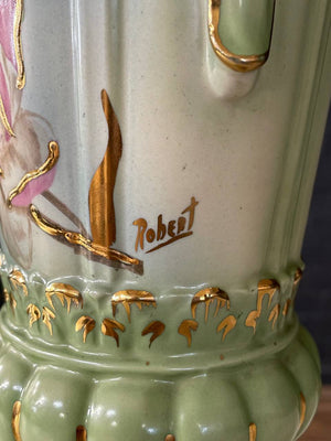 Pair of Vintage Pair of Green Porcelain Urn Shape Table Lamps, c.1960’s