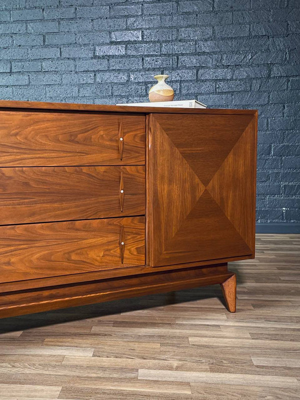 Mid-Century Modern Sculpted Walnut Dresser by American of Martinsville, c.1950’s