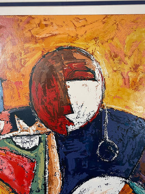 Mid-Century Modern “And Together We Rise” Abstract Serigraph Artwork by Muraina Oyelami, c.1960’s