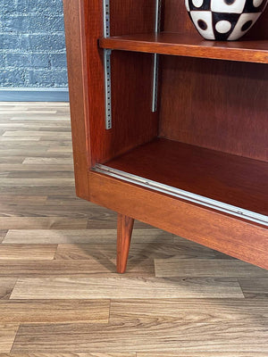 Mid-Century Modern Mahogany Bookcase Cabinet w/ Glass Doors, c.1960’s