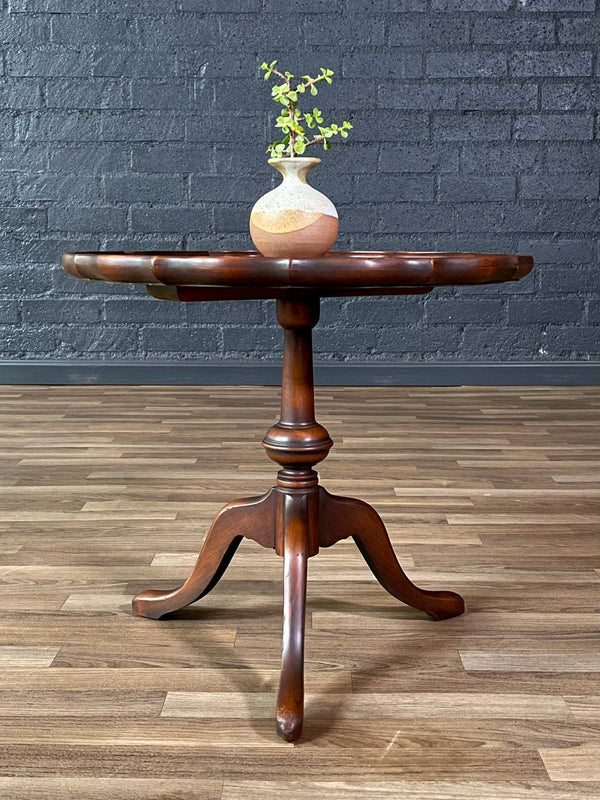 English Georgian Style Mahogany Pie Crust Side Table, c.1940’s