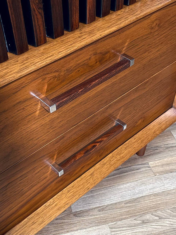 Mid-Century Modern “Tower Suite” Rosewood & Pecan Highboy Dresser  by Lane, c.1970’s