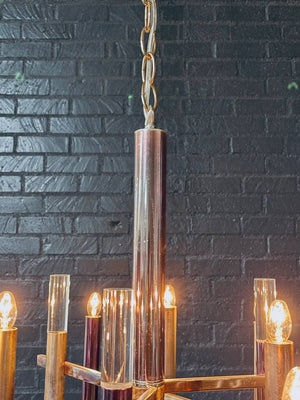 Italian Mid-Century Modern Chrome & Lucite Chandelier by Gaetano Sciolari, c.1960’s