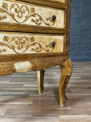 Italian Hand-Painted Venetian Tallboy Lingerie Dresser w/ Gilt Accents, c.1940s