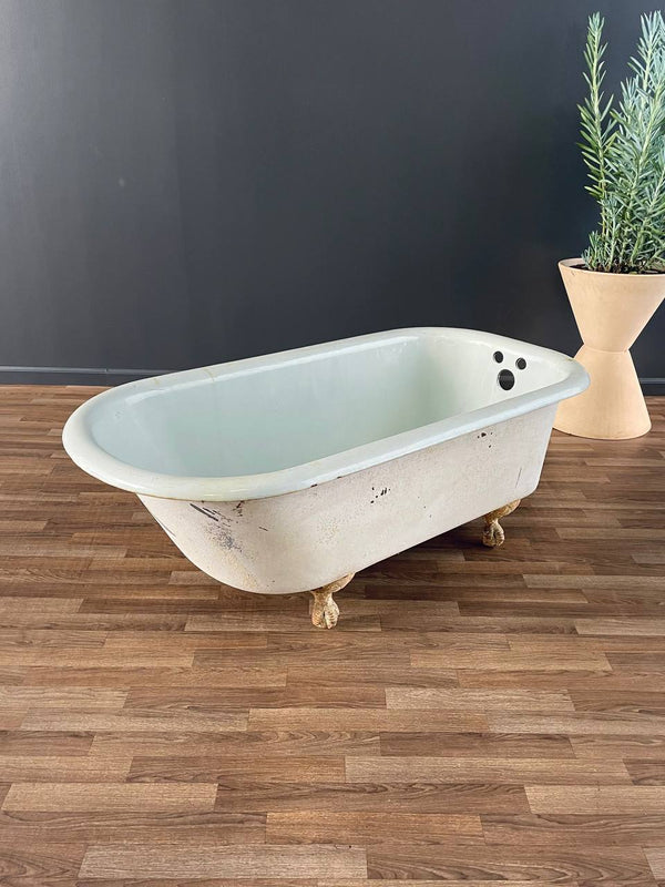 Vintage Porcelain & Iron Bath Tub with Claw Feet, c.1930’s