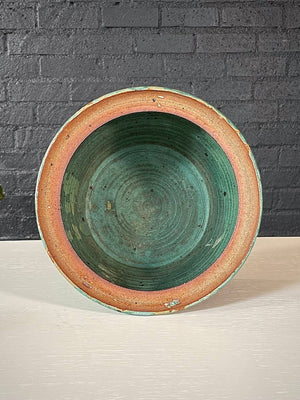 Mid-Century Studio Pottery Lidded Vessel w/ Dripped Green Glaze, c.1960’s