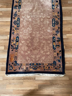 Antique Chinese Peking Art Deco Rug – Hand-Knotted Wool w/ Floral & Symbolic Motifs, c.1920’s